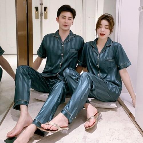 Luxury Pajama Suit Payon Silk Pajamas Sets Couple Sleepwear Family Pijama Lover Men &Women Leisure Spring Summer Pajamas for Men