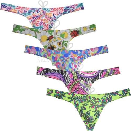 Sexy Mens Bikini Swim Thong Printed Swimsuit Smooth Swimwear T-back Mini Beachwear Surfing Thongs