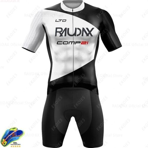 Raudax Team Triathlon Short Sleeve Cycling Skinsuit MTB Bicycle Jumpsuit Triathlon Set Summer Run Bike Clothing Cycling Jumpsuit