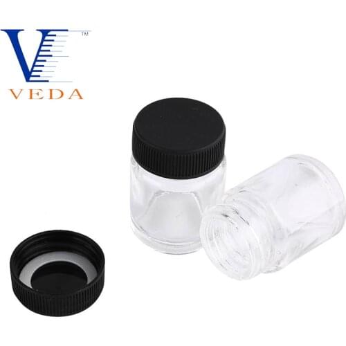 10PCS 3/4oz 22cc Airbrush Glass Bottles Using on Airbrushes Paint Storage Bottle Jars with Plastic Lids Adapter Assemblies