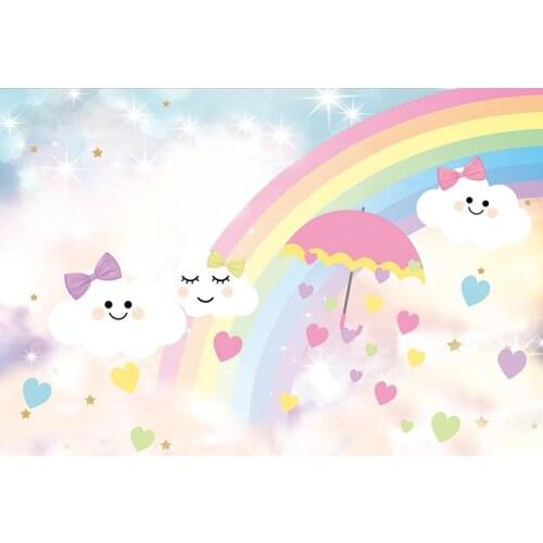 Cloud cartoon background newborn photo vinyl portrait rainbow sky photography backdrop for photo studio props photophone lv-344