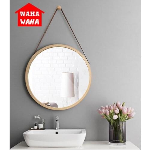 Vintage Round/Square Mirror Makeup Mirror Wall Hanging Decoration Retro Handmade Simple Wall Ornament Creative Circular Mirror