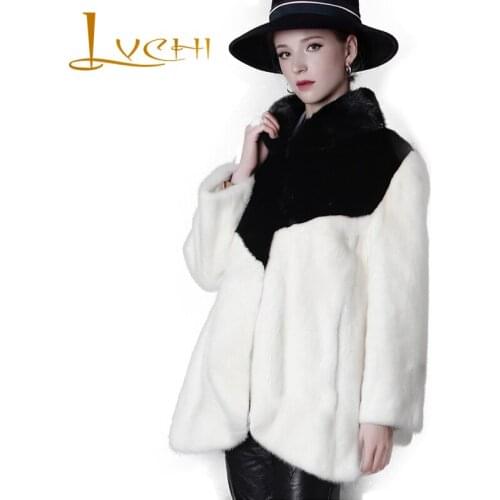 LVCHI High-end custom jacket female coat Fur coat natural fur solid Draped mink office lady Fur fashion clothes for women