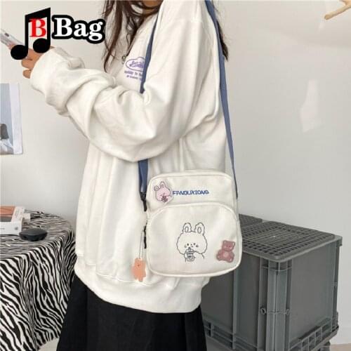 Japanese Harajuku ins cartoon cute student canvas bag Korean Forest Department small fresh One Shoulder Messenger Bag Girl