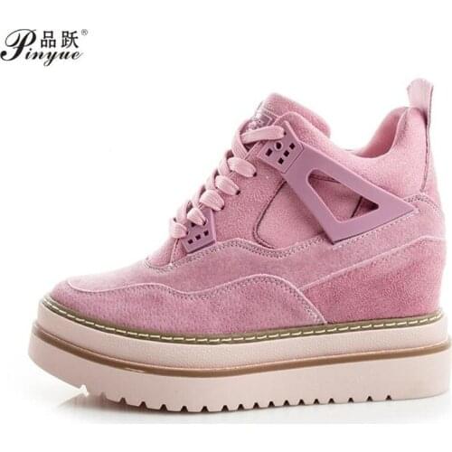 New Hidden Heel Casual Shoes Spring Autumn Platform High Top Ladies Sneakers Comfort Flock Women boots