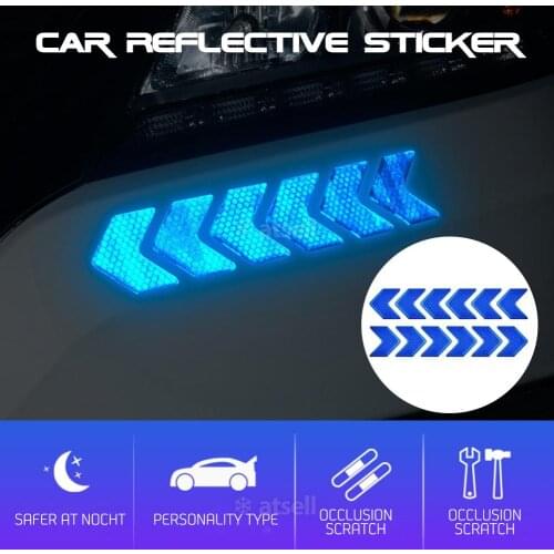 12 Pcs Car Reflective Sticker Arrows Pattern Warning Decals For Motorcycle Auto Tail Bar Bumper Night Traffic Safety Tape