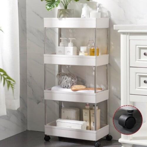 2/3/4 Tier Slim Storage Cart Kitchen Trolley Cart Bathroom Mobile Shelving Unit Organizer Slide Storage Rolling Utility Cart