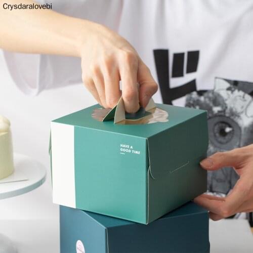 20pcs 4 Inch Paper Cake Box Have A Good Time Handle Wedding Birthday Party Baby Shower Gift Handmade Decorating Supplies