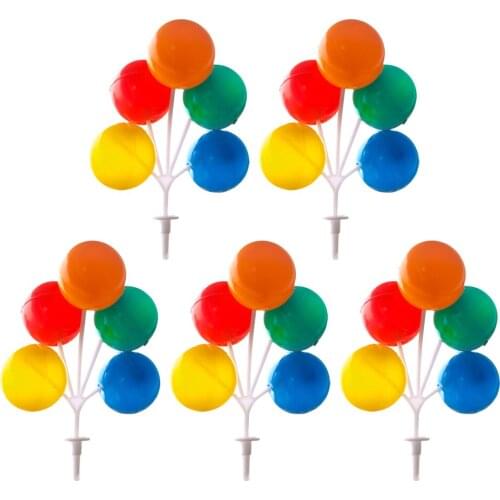5pcs Plastic Colorful Balloon Cake Topper Cake Insert Pick For Wedding Birthday Party Baby Shower Cake Decoration Tools
