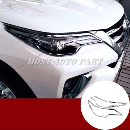ABS Front Head Light Lamp Trim Cover 2pcs For Toyota Fortuner 2016-2018 Car accesories interior Car decoration