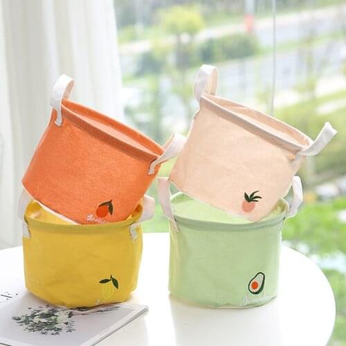 Brand new embroidery small drum cloth art change mobile phone groceries small fresh Korean desktop storage boxLaundry Basket