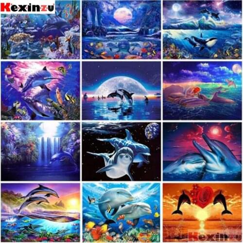 NEW Full Diy 5D Diamond Painting Dolphin Embroidery Animals Rhinestones Mosaic Cross Stitch Full Square Round Drill Home Decor