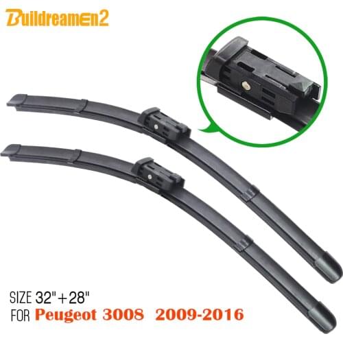 Buildreamen2 1Pair Bracketless Soft Rubber Car Windshield Wiper Blades For Peugeot 3008 2009-2016 Frameless Auto Wiper Blade