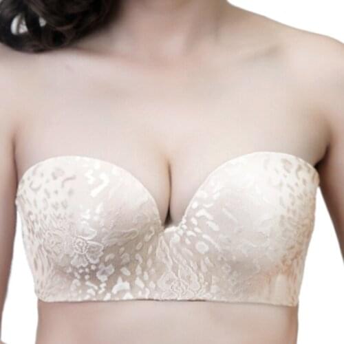 Seamless Womens 1/2 Half Cup Underwire Smooth Seamless Strapless Convertible Push Up Wedding Bra 32 34 36 38 40 42 44 B C D