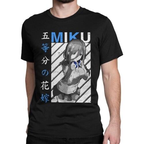 Mens The Quintessential Quintuplets Miku V1 Go Toubun No Hanayome T Shirts Nakano Toubun Manga Anime Cotton Big Size T-Shirt