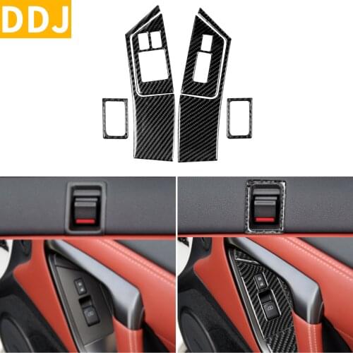 For Nissan GTR R35 2008-2016 Carbon Fiber Door panel Door Lock Switch Button Frame Sticker Cover Trim Set Interior Car Styling