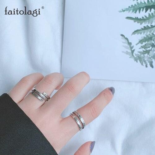 1 Pcs Vintage Roman Numerals Couple Open Rings Multi-Layer Letter Circle Lover Ring Punk Adjustable Rings Women Jewelry