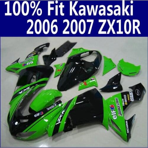 Plastic Fairing kit for Kawasaki ZX10R 2006 2007 green black bodywork fairings Ninja ZX-10R 06 07 ZS24 +7 gifts