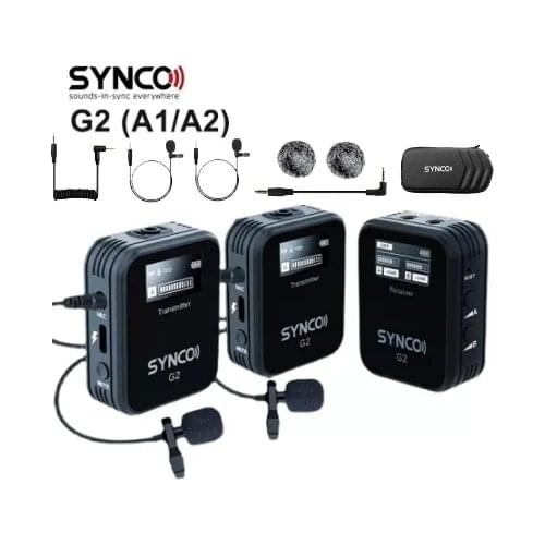 SYNCO G2 A1 A2 Condenser Microphone System Wireless Mic Lavalier for Smartphone DSLR Camera Realtime Monitoring 70M Transmission