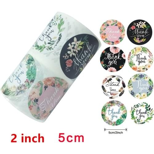 2 inch/5cm Round Floral Thank You Stickers 500pcs for Wedding Favors and Party Handmade Gife Envelope Seal Stationery Sticker
