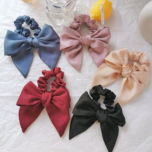Fashion Satin Ribbon Hair Tie Burgundy Satin Bow Scrunchie For Women Girls Snowflake Retro Headband Hair Rope Hair Accessories