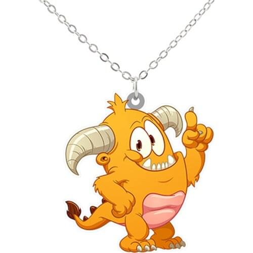 Fashion Horn Freak Art Tiny Alien Necklace Men Metal Link Chain Husband Son Child Resin Choker Jewelry For Birthday Party Gifts