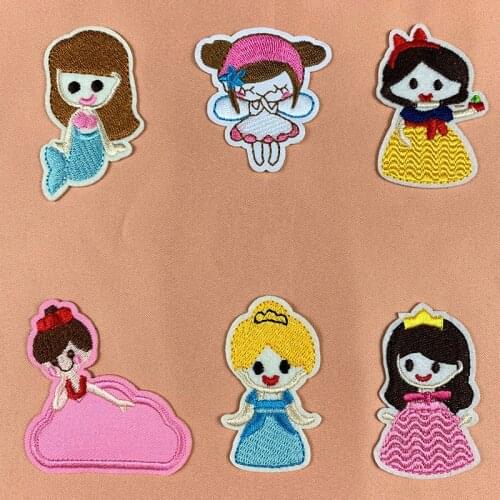 Cartoon Cute Girl Princess Embroidery Cloth Stickers DIY Adhesive Embroidery Iron Patch Girls Accessories for Clothing
