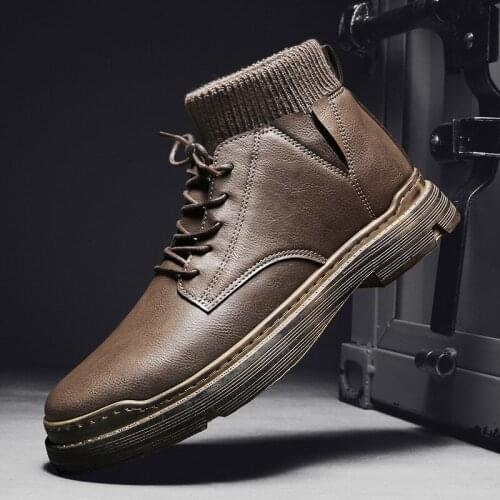 New style jumper mens Martin boots work wear casual shoes fall winter 2020 Chelsea Boots Men Leather Shoes Footwear Leather