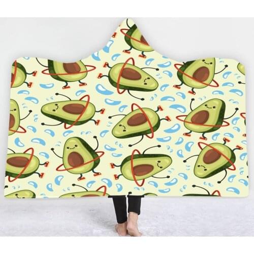 Fruit Avocado Hooded Cloak Blanket Cover Blanket Double Plush Blanket Office Lunch Break Cover Blanket Air Conditioning Blanket