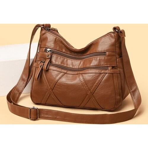 New Large Capacity Womens Soft Leather Shoulder Bags Multi-Layer Classic Crossbody Bag Luxury Designer Handbag and Purse