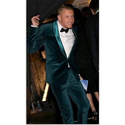 New Men’s Suit Smolking Noivo Terno Slim Fit Easculino Evening Suits For Men Green Velvet Suit Groom Prom Blazer Jacket+Pants