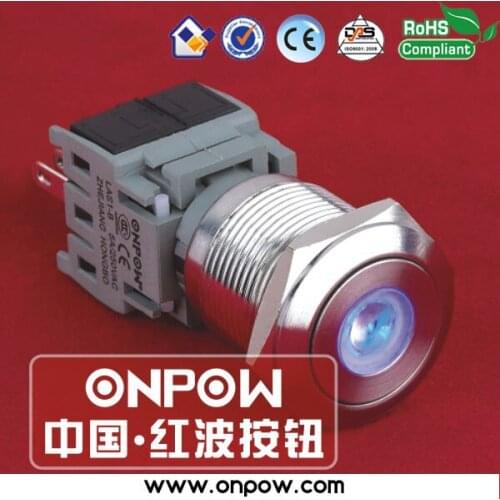 ONPOW 19mm stainless steel 1NO1NC momentary dot illuminated pushbutton switch LAS1-BGQ-11D/B/12V/S