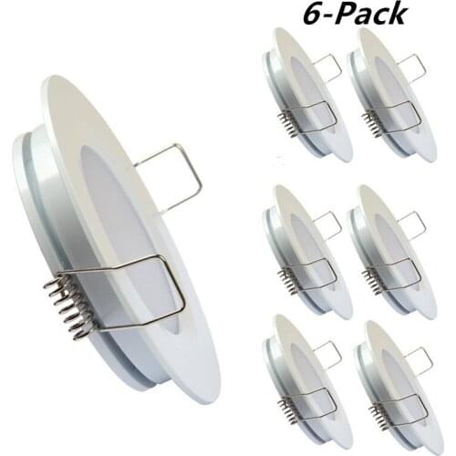 Tokili Ceiling Lamp for Kitchen 6-Pack Spring Clips Mount Low Profile Full Aluminum DC12V 3W Silver/Nickel/White Dome Lighting