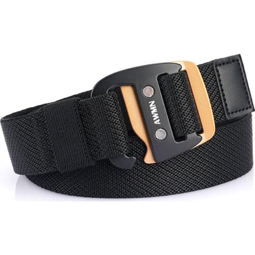 2021 New Mens Elastic Belt For Jeans Pants Metal Buckle Outdoor Sport Casual Woven Stretch Male Tactical Belt Wear-resistant