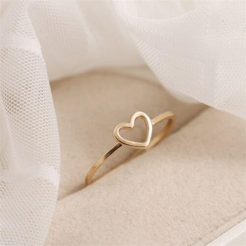 Brand New Korea Simple Hollow Out Love Ring Womens Fashion Gold Colour And Silver Heart Wedding Ring Engagement Party Jewelry