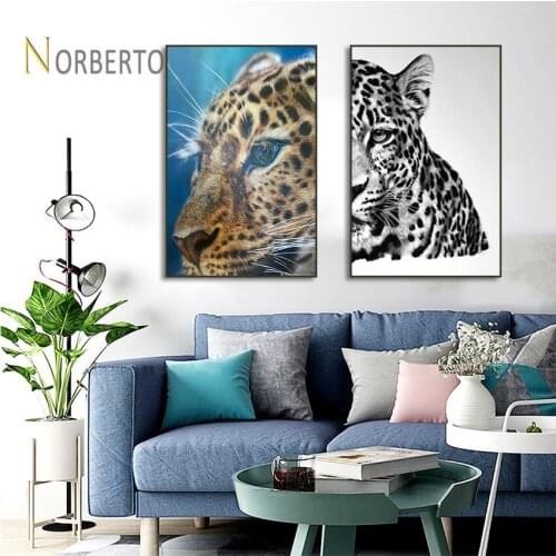 Modern Canvas Painting Poster Modular Animal Art Picture Yellow and Gray Tigers for Living Rooms Bedroom Gallery Wall Decoration