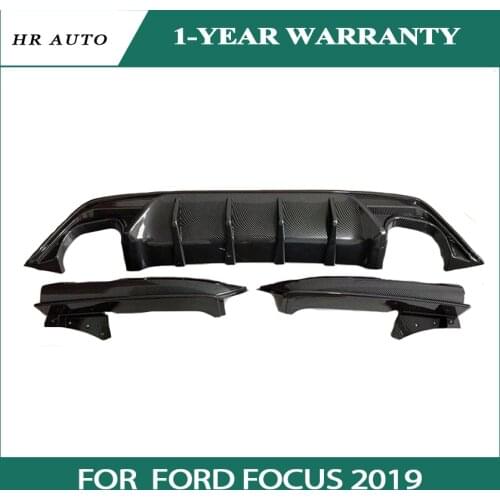 ABS Bright Black Rear Bumper Lip Diffuser spoiler Fit for Ford Focus ST-line Hatchback 4-Door 2019