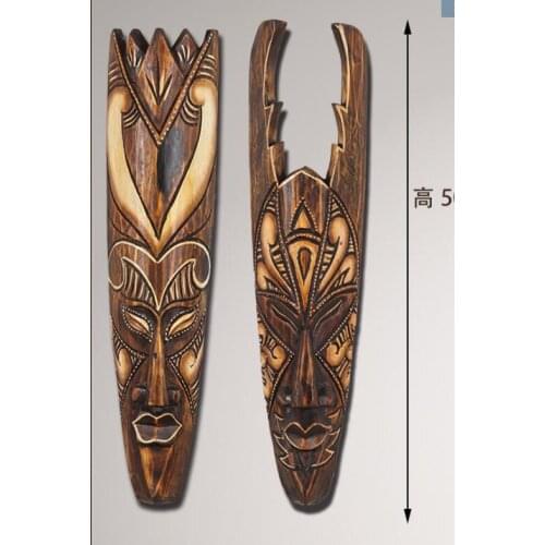 Solid wood carving Animal bibcock southeast Thai arts and crafts shop background wall pendant creative Solid wood carving mask f
