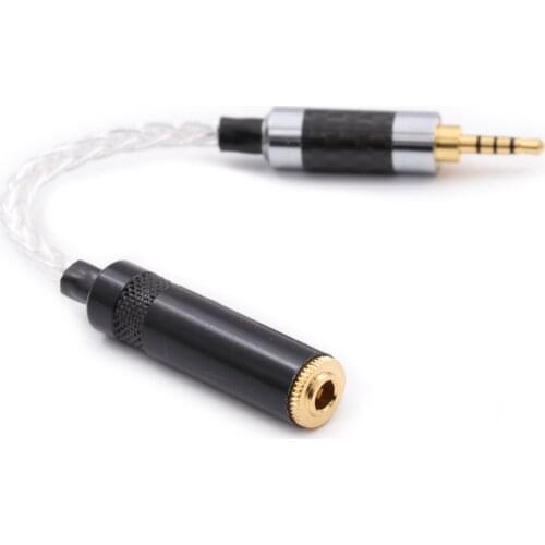 Carbon fiber 2.5mm Balanced Male to 3.5mm Stereo Female Earphone Audio Adapter Cable 10cm 1PC/Lot
