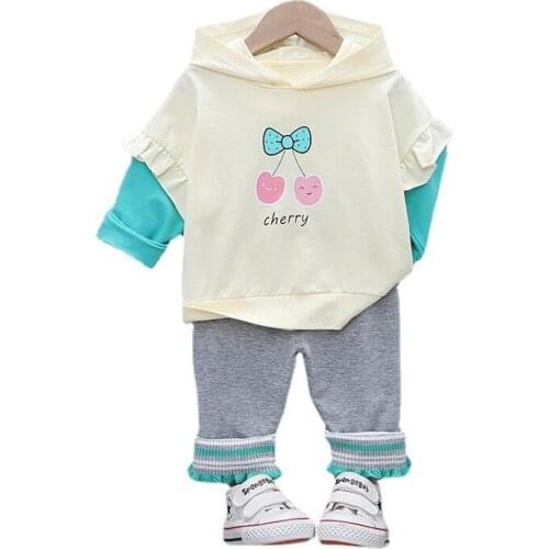 Spring Autumn Kids Cartoon Hooded Sweater Toddler Fashion Floral Clothes Children Casual Costume Boy Baby Girls Print Tracksuits