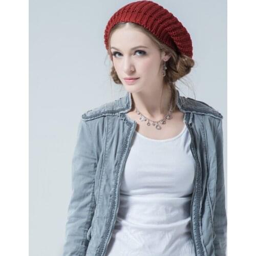 Vintage Wool Knitted Beret Caps Women Elegant Sombrero Mujer Hat New Cap Leisure Fashion Womens Warm Wool Knitted Hat B-7295