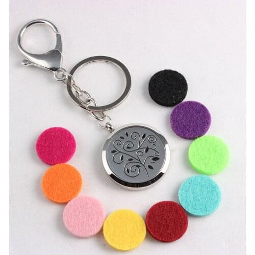 Screw Vine Pattern Aromatherapy Essential Oils Diffuser Locket Keychain Stainless Steel Diffuser Locket Keychain 10PCS