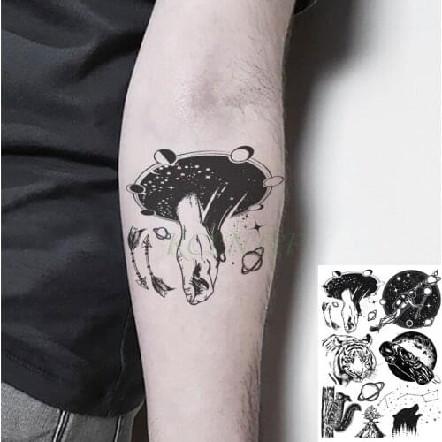 Waterproof Temporary Tattoo Sticker Astronaut Planet Tiger Squirrel Bear Constellation Flash Tatoo Fake Tatto Art for Men Women