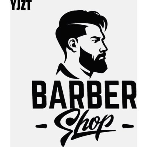 YJZT 10.7CM*13.9CM Barbershop Mens Hair Cut Hairdresser Vinyl High Quality Car Sticker C22-0250