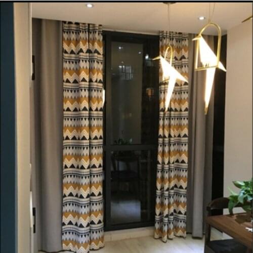 Curtain Finished Simple Modern Fashion Geometric Living Room Bedroom Shading Cloth Nordic Style Custom Bay Window Mediterranean