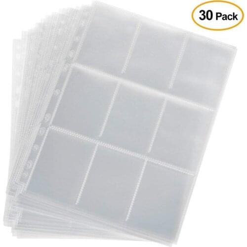9-Card Protector Sleeves Pocket Gaming Trading Card Tarrot Card Album Pages Binder Sheets for Stickers Stamps Card Page Storage