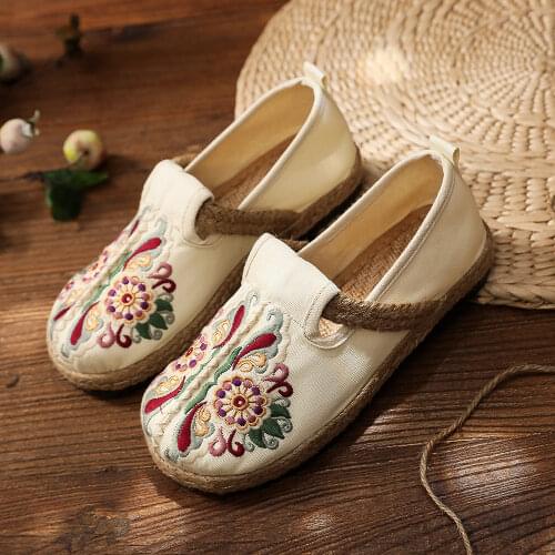 YourSeason Vintage Ladies Handmade Shoes Embroidered Espadrilles Spring Summer Women Comfort Slip On Flat Sneakers Loafers