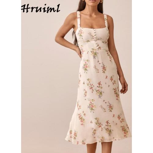 Women Clothes Best Sellers Elegant New Fashion Backless Print Sweet Sling Summer Dresses Beach Holiday Party Evening Midi Dress