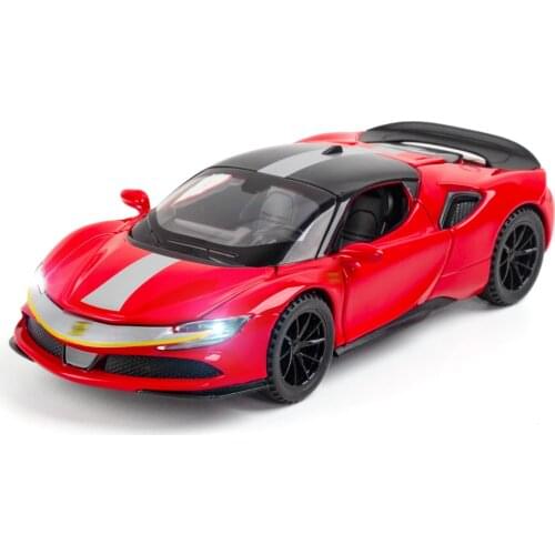 1/32 SF90 STRADALE Alloy Car Toy Model A Modified Race Car Model Pull Back Flashing Childrens Toy Gift Free Shipping