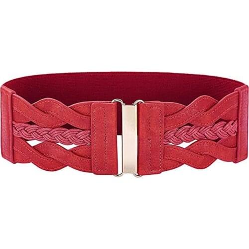 1 Pcs Belt Double Buckle Elastic Belt Dress Waist Belt Wide Elastic 2021 New Fashion Women Elegant Temperament Accessories